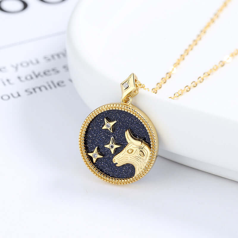 Blue Sand Lucky Taurus Necklace