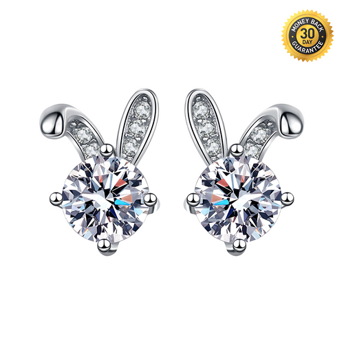 Cute Rabbit Moissanite Earrings 0.5ct