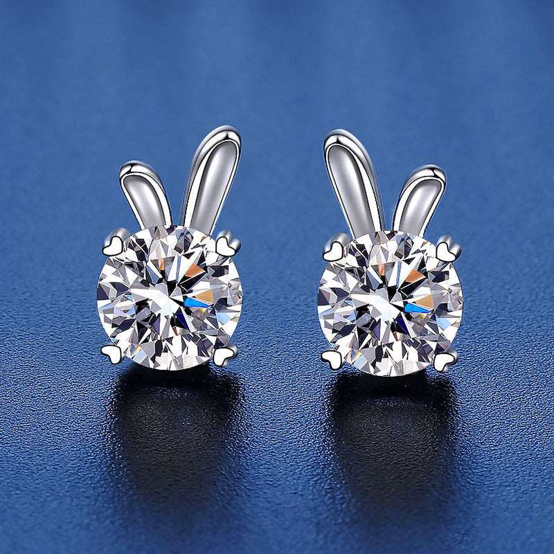 925 Silver Rabbit Moissanite Earrings