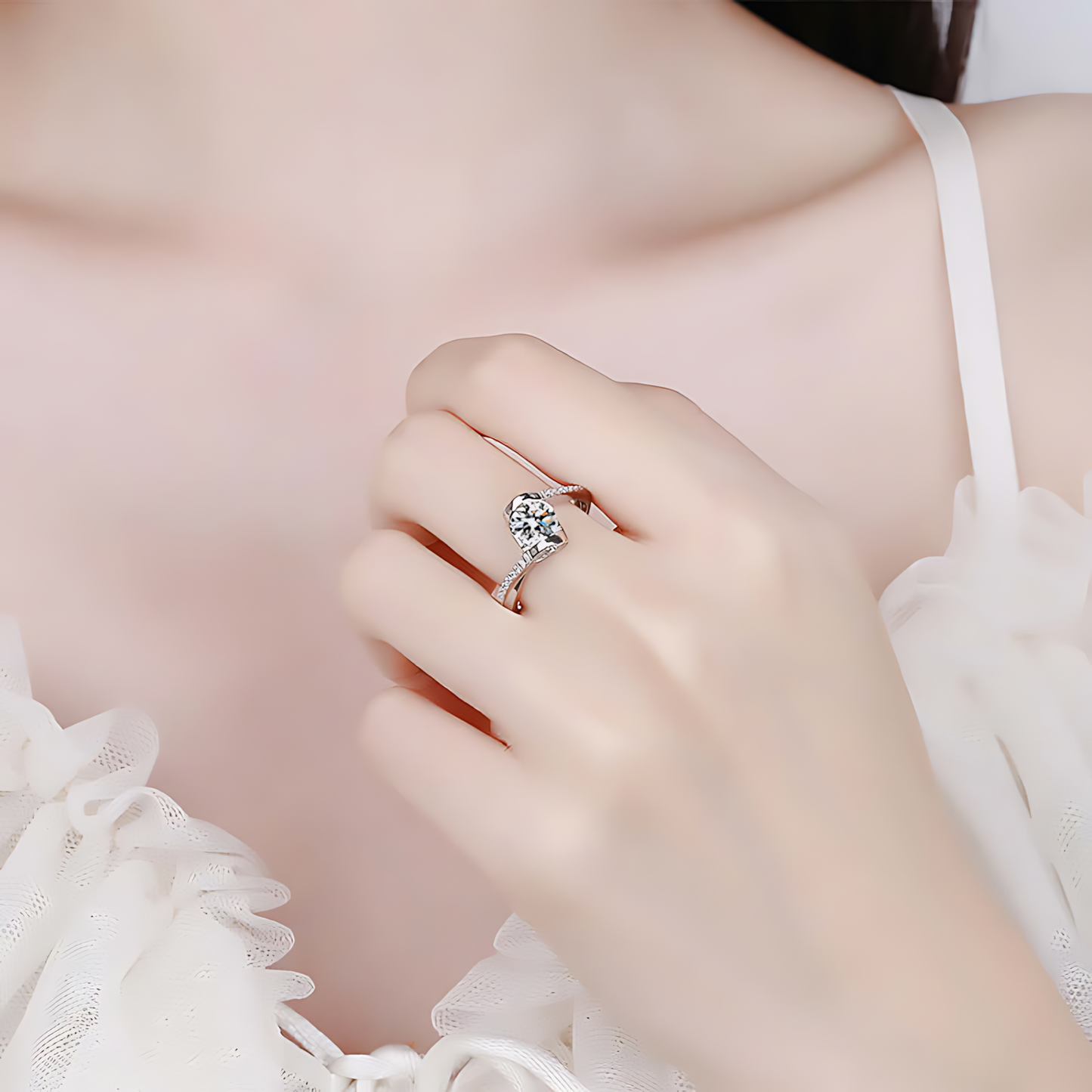 Angel Kisses Heart Moissanite Ring 1.0ct