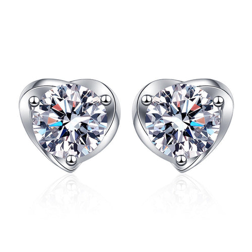 Four Claw Heart Moissanite Stud Earrings 0.5ct
