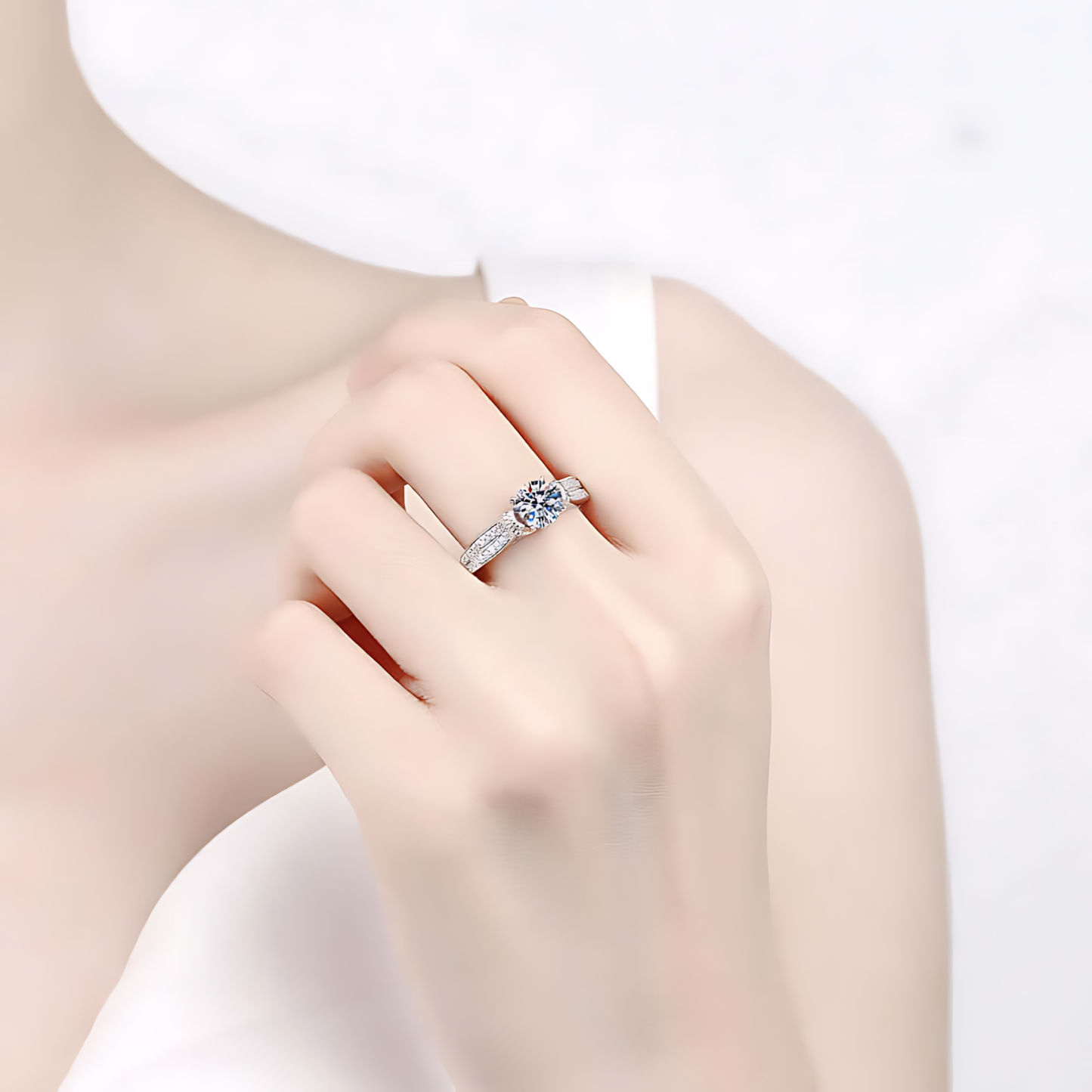 1.0ct Flower Double Brace Moissanite Ring