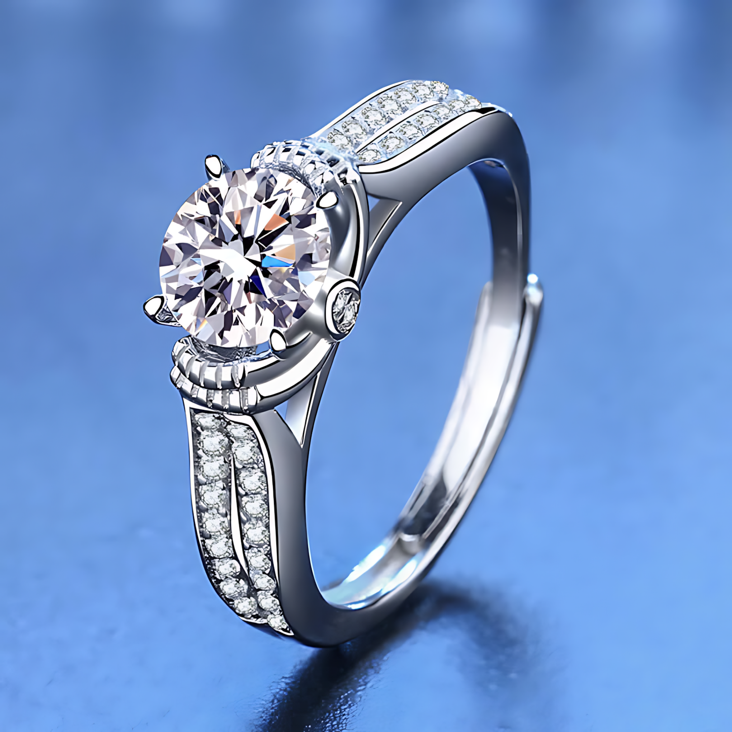 1.0ct Flower Double Brace Moissanite Ring