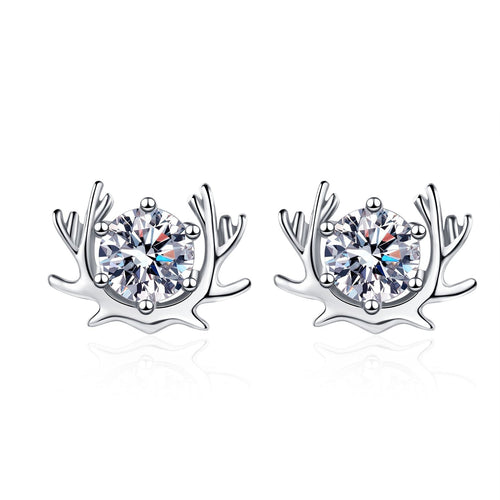 Cute Moose Moissanite Stud Earrings 1.0ct