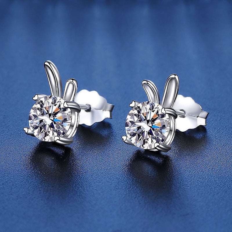 925 Silver Rabbit Moissanite Earrings