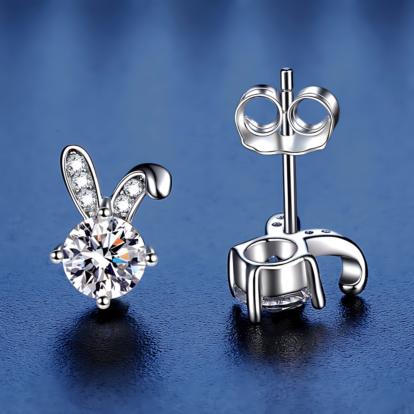 Cute Rabbit Moissanite Earrings 0.5ct