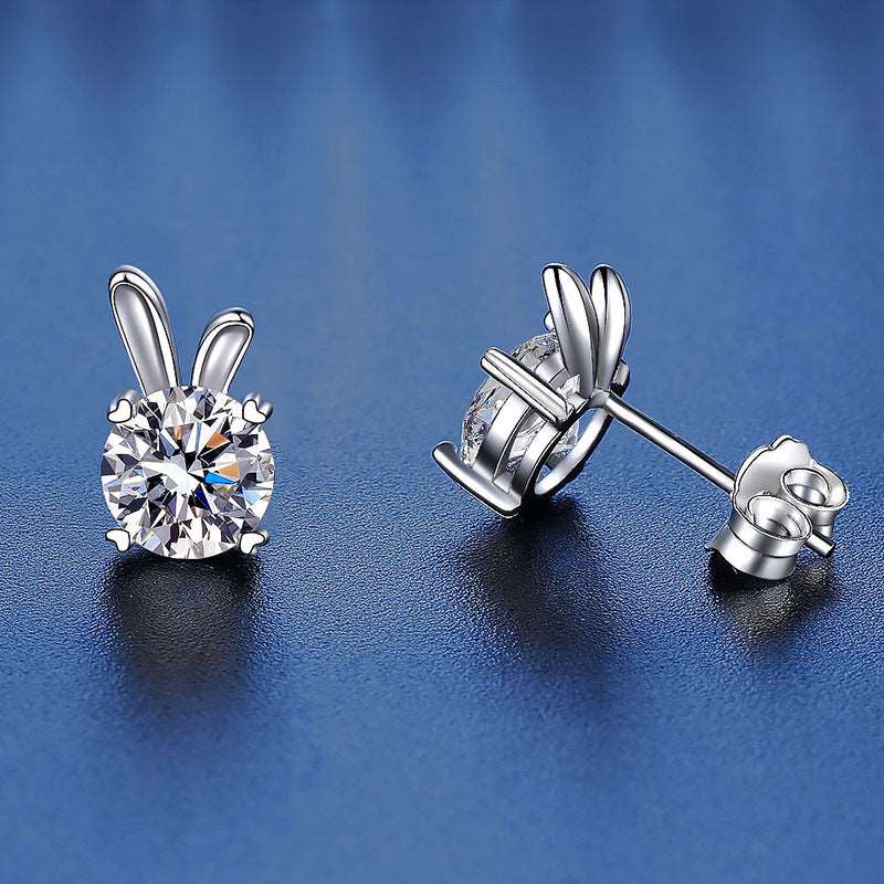 925 Silver Rabbit Moissanite Earrings