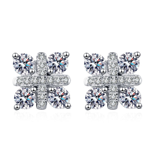 Cubic Flower Moissanite Stud Earrings 0.48ct