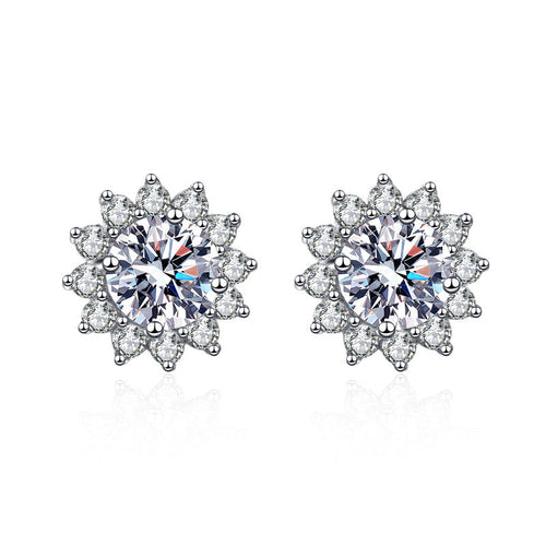 Sunflower Moissanite Stud Earrings 0.5ct