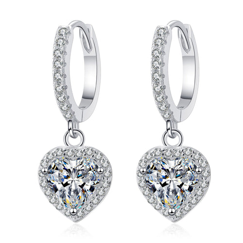 Heart Shaped Wrap Moissanite Earrings 2.0ct