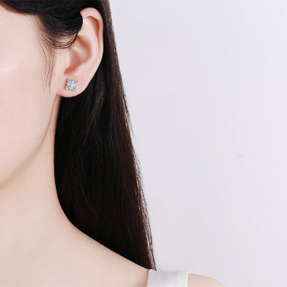 Cubic Flower Moissanite Stud Earrings 0.48ct