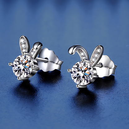 Cute Rabbit Moissanite Earrings 0.5ct