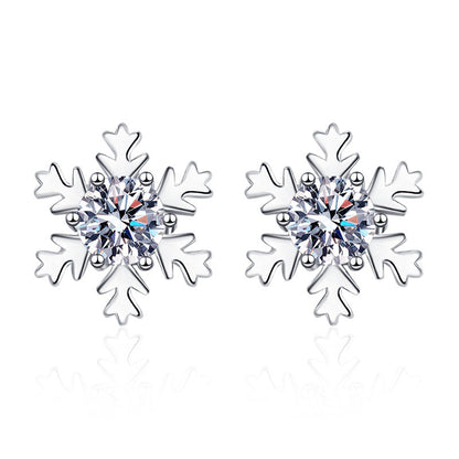 Sterling Silver Snowflake Moissanite Earrings 0.5ct