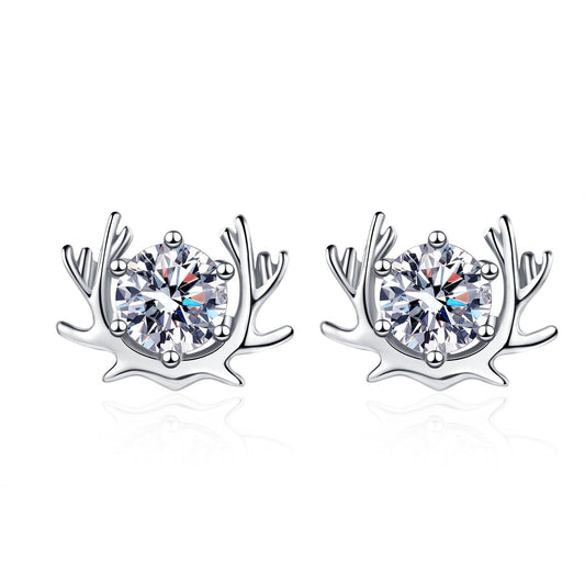 Cute Moose Moissanite Stud Earrings 1.0ct