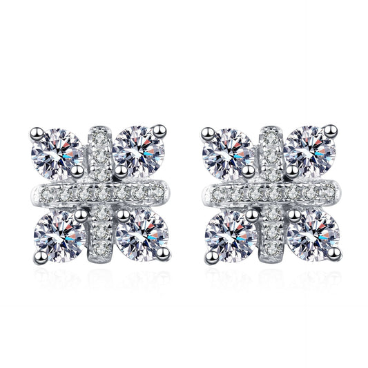 Cubic Flower Moissanite Stud Earrings 0.48ct