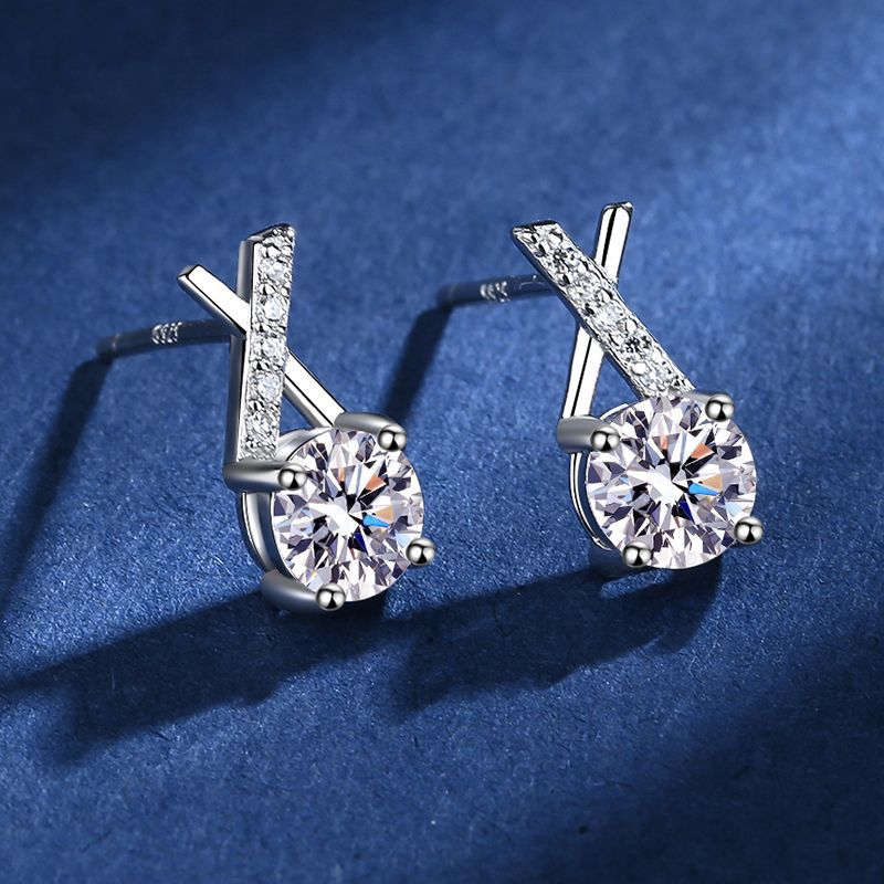 Monogram X Moissanite Stud Earrings 0.5ct