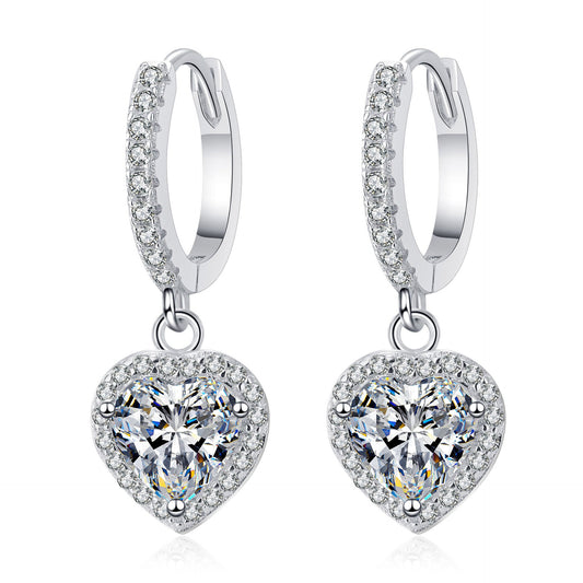 Heart Shaped Wrap Moissanite Earrings 2.0ct
