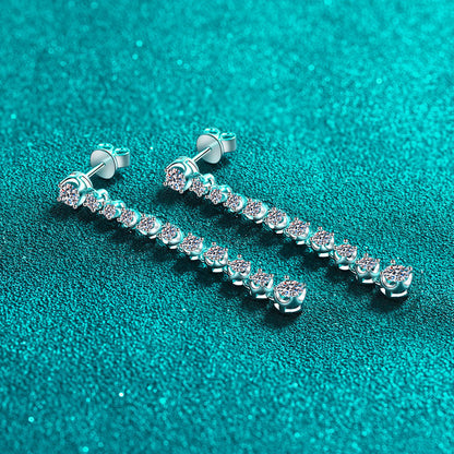 Single Wire Long Moissanite Earrings 1.18ct